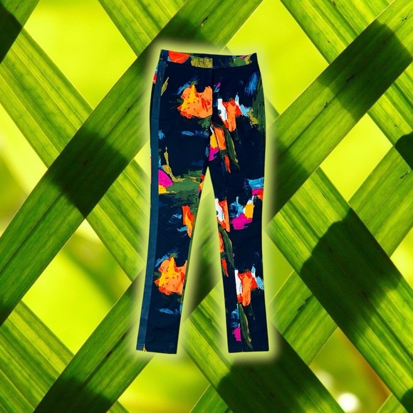 Kate Spade Saturday ‘Slim Fit Zip Pant’ in Navy Blue ‘Aurora’ Abstract Size 2 - Picture 2 of 14